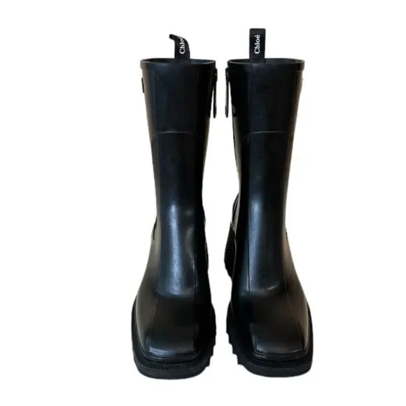 CHLOE Betty Black Rain Boots - Picture 2 of 12